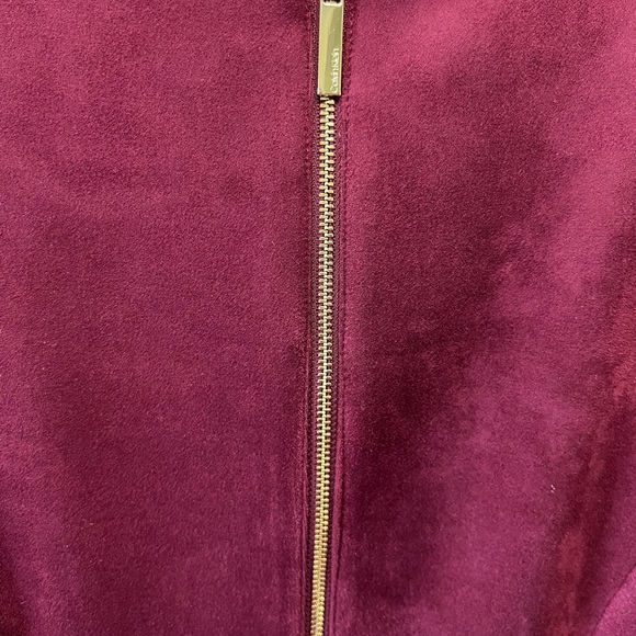 CALVIN KLEIN Suede Tulip Sheath Dress, Burgundy, Size 2 - Picture 4 of 10